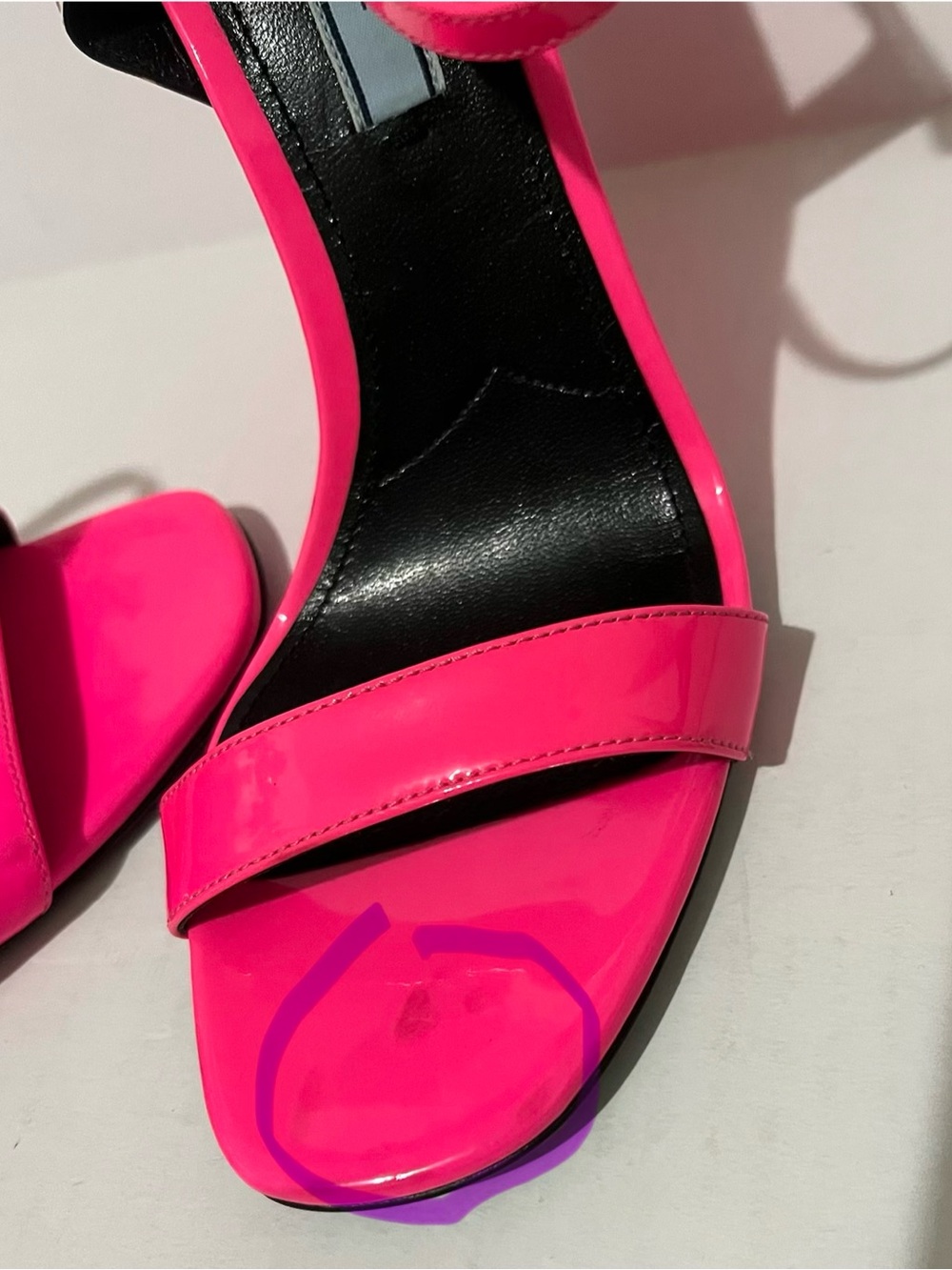 Prada Neon Pink Flame Wedge Sandals with Black & Silver Accents - Picture 10 of 10